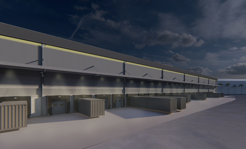 Bodegas de almacenamiento de café en Cartagena, diseñadas por Dinpro. Servicios de arquitectura, ingeniería y consultoría logística.