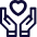 Icono sector salud con manos sosteniendo un corazón, representando cuidado y atención médica. Dinpro ofrece soluciones integrales para el sector salud.