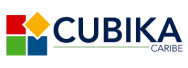 Logo de Cubika Caribe, cliente de Dinpro, con diseño colorido y moderno