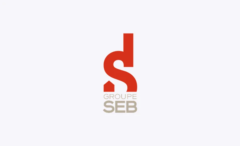 Logo Groupe SEB, cliente de Dinpro. Imagen corporativa de Groupe SEB.