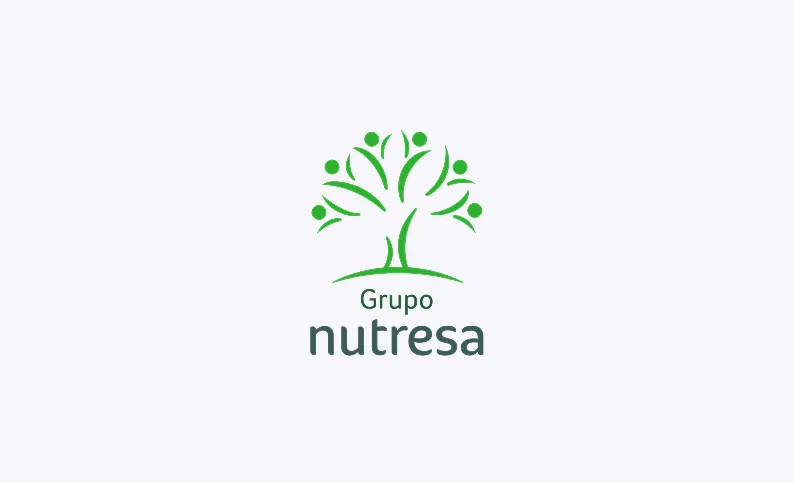 Logo del Grupo Nutresa, un cliente de Dinpro. Imagen corporativa de Nutresa con un árbol formado por personas.